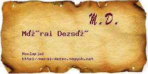 Mérai Dezső névjegykártya